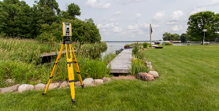 Property boundary survey for a dock on a lake in MN